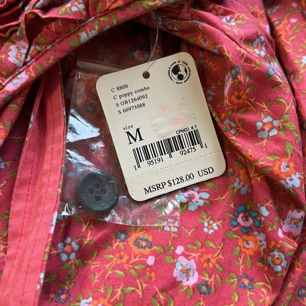 Free People Petunia Mini Dress Poppy Red backless ditsy floral print sz M NEW